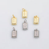 18K Gold pvd Gold bar bar bullion charm - Tarnish Resistant