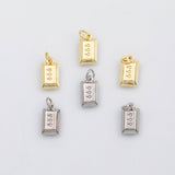 18K Gold PVD Gold bar bar bullion charm - Tarnish Resistant