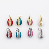 18K Gold pvd Puka cowrie shell charm enamel charm - Tarnish Resistant