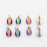 18K Gold PVD Puka cowrie shell charm enamel charm - Tarnish Resistant