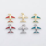 18K Gold PVD Airplane charm enamel charm - Tarnish Resistant