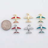 18K Gold PVD Airplane charm enamel charm - Tarnish Resistant