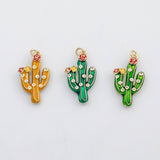 18K Gold PVD Cactus charm enamel charm - Tarnish Resistant