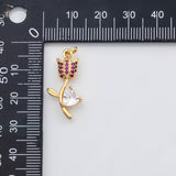 18K Gold PVD Flower rose charm - Tarnish Resistant