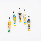 18K Gold PVD Painted fish charm with flexible spine Charm s Charms - Tarnish Resistant