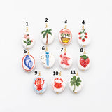 18K Gold PVD ! Ceramic Rose Lobster Crab Strawberry Tomato Dragonfly Sea Shell Palm Tree H-Painted Double Sided charm H made in USA - Tarnis