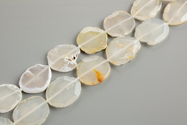 Natural Freeform Oval Agate Slab Beads - 16"- 3 Sizes- Semi-Precious Gemstone Gemstone Beads