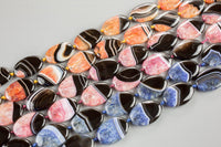 Pufft Oval Agate Beads - 16"- 3 colors-25x35mm- Semi-Precious Gemstone