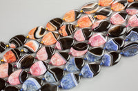 Pufft Oval Agate Beads - 16"- 3 colors-25x35mm- Semi-Precious Gemstone