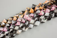 Diamond Shaped Agate Beads - 16"- 3 colors- Semi-Precious Gemstone