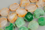 Natural Freeform Oval Agate Slab Beads - 16" Strand (Approximately 12 Beads) - 25mm-2 Colors- Semi-Precious Gemstone Gemstone Beads