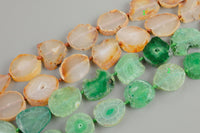 Natural Freeform Oval Agate Slab Beads - 16" Strand (Approximately 12 Beads) - 25mm-2 Colors- Semi-Precious Gemstone Gemstone Beads