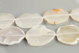 Natural Freeform Faceted Oval Agate Slab Beads - 16" Strand (Approximately 8 Beads) - 40mm -3 Colors- Semi-Precious Gemstone Gemstone Beads