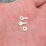 Key and Lock Connector - 14Kt Gold Filled or Sterling Silver- Boots Connectors - Bracelet or Necklace Permanent Jewelry Supply
