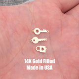 Key and Lock Connector - 14Kt Gold Filled or Sterling Silver- Boots Connectors - Bracelet or Necklace Permanent Jewelry Supply