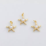 18K Gold PVD Starfish pearl charm star fish charm - Tarnish Resistant