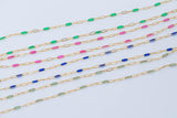 Gold Filled Enamel Chain Semi Precious Gemstone Colors - 2.0mm Paperclip Chain - 14/20 or Sterling Silver Enamel Chains - By the Foot