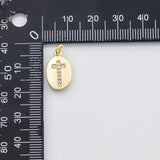 18K Gold PVD Oval Cross charm - Tarnish Resistant