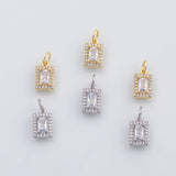 18K Gold PVD Rectangle Crystal charm - Tarnish Resistant