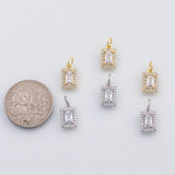 18K Gold PVD Rectangle Crystal charm - Tarnish Resistant