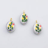 18K Gold PVD Enamel Flower Charm - Tarnish Resistant