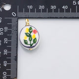 18K Gold PVD Enamel Flower Charm - Tarnish Resistant