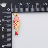 18K Gold PVD Colorful Enamel Fish charm - Tarnish Resistant