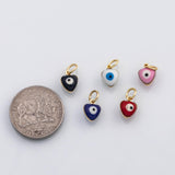 18K Gold PVD Evil eye heart charm enamel charm - Tarnish Resistant