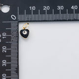 18K Gold PVD Evil eye heart charm enamel charm - Tarnish Resistant