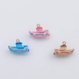 18K Gold PVD Boat ship charm enamel charm - Tarnish Resistant