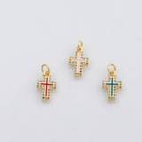 18K Gold pvd Cross charm enamel charm - Tarnish Resistant