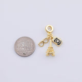 18K Gold PVD Plated Camera Tower Glasses Pendant, Enamel Charm Bracelet Necklace for DIY Jewelry