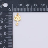 Dainty smiling cat charm 9x15mm kitten kitty gold pvd Plated silver for earrings bracelets necklaces charm minimalist charms cz pave