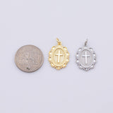Cross charm oval charm 18K Gold PVD Plated Silver for Charm Bar Bracelets and Necklaces Charms Gold Filled Charms