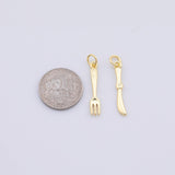 Knife and fork charm 18K Gold PVD Plated for Charm Bar Bracelets and Necklaces Charms
