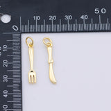 Knife and fork charm 18K Gold PVD Plated for Charm Bar Bracelets and Necklaces Charms