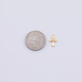 18k GF small cross dainty 8x10mm charm minimalist charms cz pave 18K Gold PVD Plated