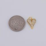 Gold PVD Plated Heart 11x13mm silver bracelet necklace pendant minimalist charms cz pave