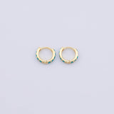 Gold PVD Plated earrings hoop huggie earring turquoise 14mm made in usa 1420 14/20 gold filled - 2pcs/1 pair