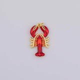 Red enamel lobster crawfish charm Gold PVD Plated Tarnish Resistant