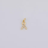 Breast cancer ribbon charm 8x14mm Gold pvd Plated Tarnish Resistant