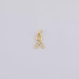 Breast cancer ribbon charm 8x14mm Gold PVD Plated Tarnish Resistant