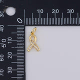 Breast cancer ribbon charm 8x14mm Gold PVD Plated Tarnish Resistant