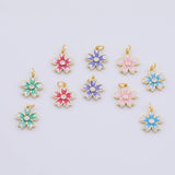 Enamel Flower Charm 12mm Gold PVD Plated Tarnish Resistant