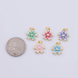 Enamel Flower Charm 12mm Gold PVD Plated Tarnish Resistant