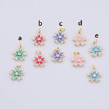 Enamel Flower Charm 12mm Gold PVD Plated Tarnish Resistant