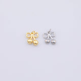 Gold PVD Plated Tarnish Resistant cherry bow ribbon cherries fruit charm 12x14mm silver bracelet necklace pendant minimalist charms cz pave