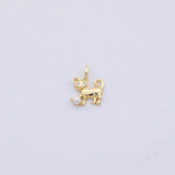 Cat kitten playing with pearl ball charm 15x20mm Gold PVD Plated Tarnish Resistant