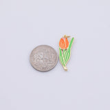 Gold PVD Plated Gold Enamel Flower Charm tarnish resistant