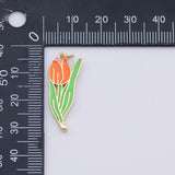 Gold PVD Plated Gold Enamel Flower Charm tarnish resistant